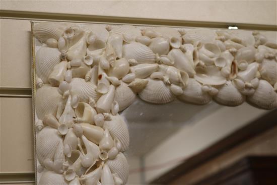 A shell applied wall mirror and a fern moulded gilt framed mirror W.56cm and 35cm